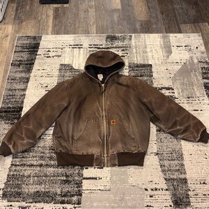 Vintage Carhartt Brown Faded Hooded Active Work Jacket
